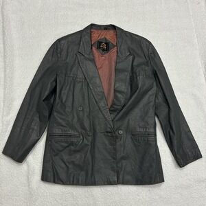 Vintage Laurel Gray Leather Blazer Double Breasted Vintage Jacket
